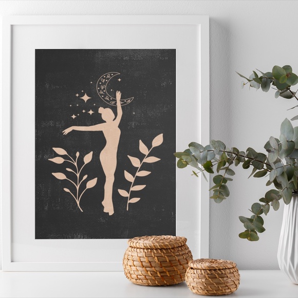 Wall Art Bohemian Woman Silhouette Celestial Print Poster Unframed - Picture 2 of 5